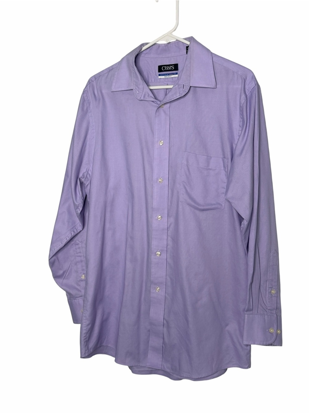 Chaps Dress Shirt Mens 15.5 32/33 Lavender Good Long Sleeve Wrinkle Free Office